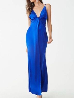 Royal Blue Satin Slip Dress